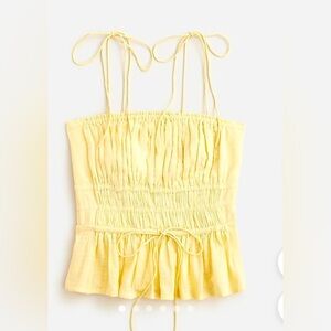 J Crew yellow smocked tie tank top NWT